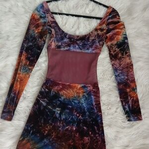 Elisabetta Rogiani multi colored crushed velvet and mesh mini dress - Size M